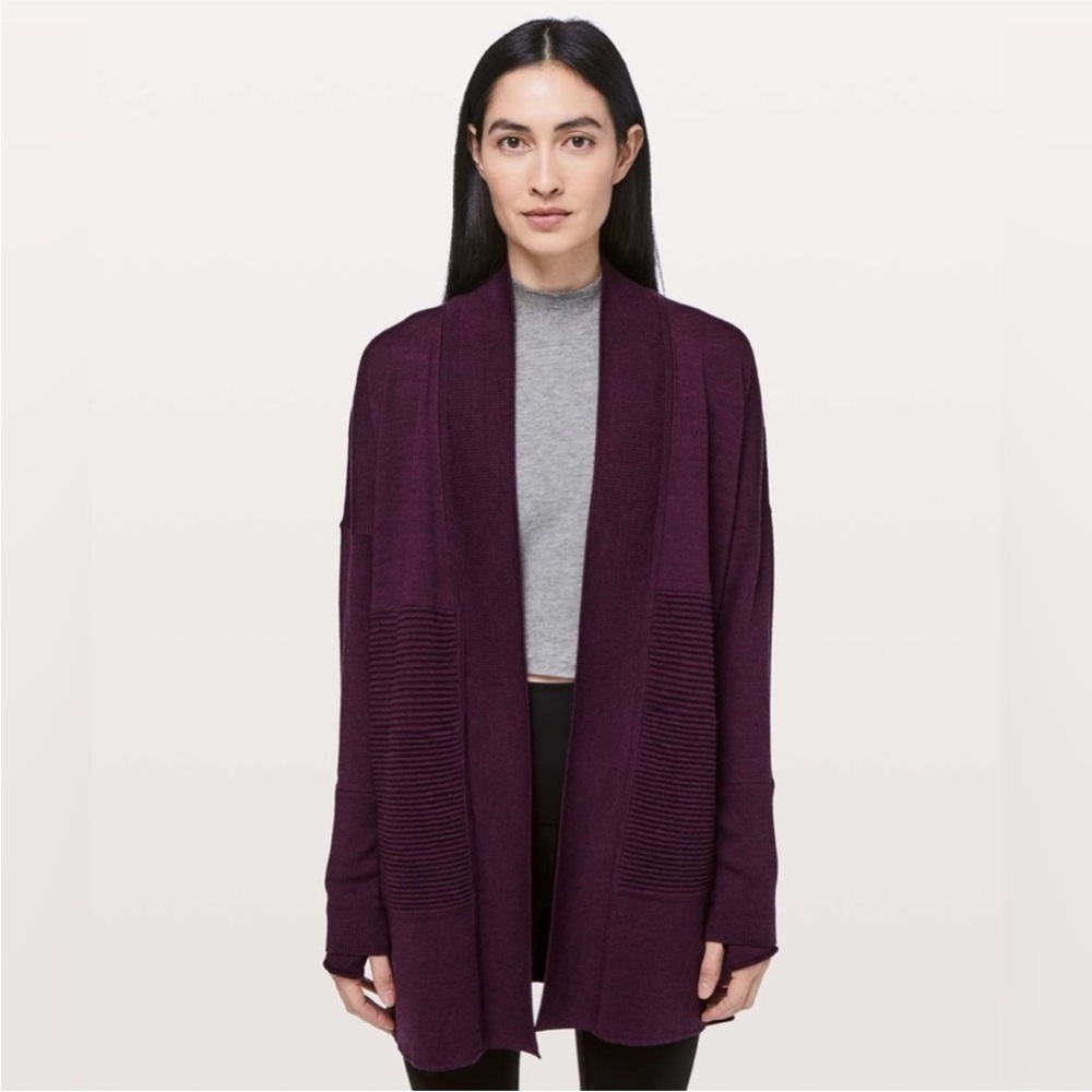 LULULEMON | wool lotus split back cardigan *plum | size 8